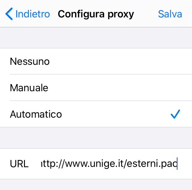 Impostazione proxy pac su iphone - parte 3